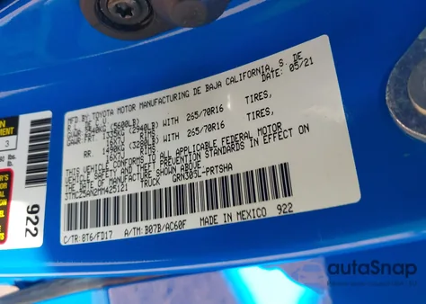 2021 Toyota Tacoma Trd Off-Road z USA, uszkodzony, nr VIN 3TMCZ5AN2MM425121